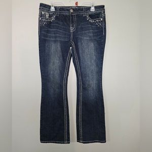 Paisley Sky Women’s Jewel Embellished Pockets Low Rise Bootcut Denim Jeans Sz.12